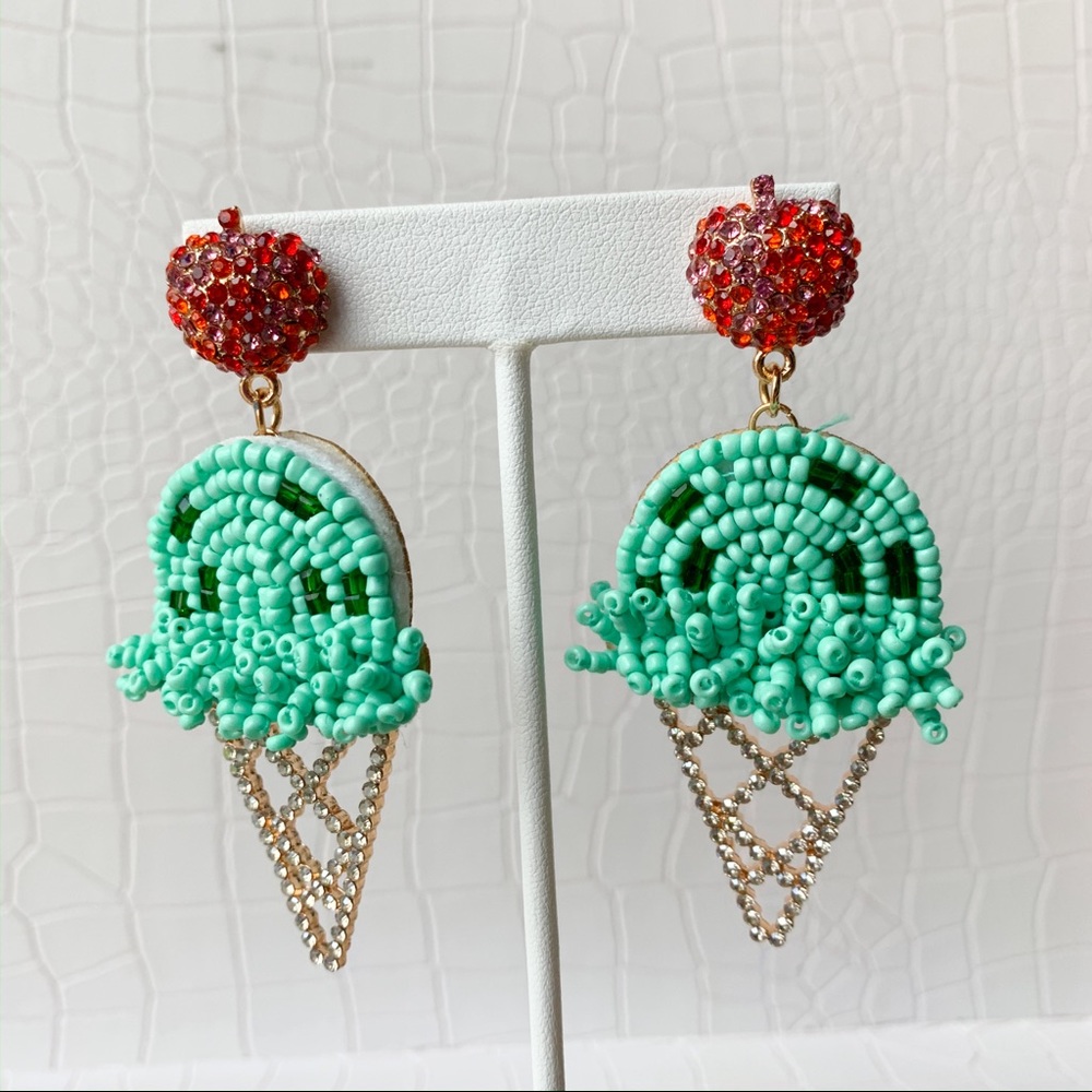 Beaded Ice Cream Drop Earrings